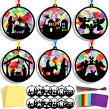 AmazingSpark 30 Pcs Christmas Nativity Suncatchers Paper Craft Set Xmas Birth of Jesus DIY Stained Glass Effect Tissue Paper Kit