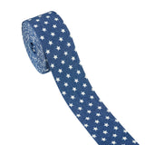 Elecrelive 5.4 Yards Blue Denim Ribbon Star Pattern Jean Fabric 40mm Cloth Ribbon for Gift Wrapping Applique Sewing Craft Party