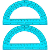 EBOOT Plastic Protractor Math Protractors 180 Degrees, 6 Inch, Pack of 2 (Blue)