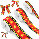 Cunno 3 Rolls Film Movie Night Ribbon with Gold Star Decorating Material Party Accessory for Theatre Cinema Themed Party Decor H