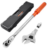 VEVOR Adjustable Torque Wrench 1/2 Inch Drive, 20-160Ft.lb/27.1-216.8Nm, 38MM Open End, 3/8 Inch Drive Torque Wrench with Interc