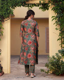 Gosriki Women'S Rayon Blend Printed Straight Kurta With Pant & Dupatta (Fta Green-Nrt-Gs_Xl_Green_X-Large),Green,,B0CYQF4QGZ