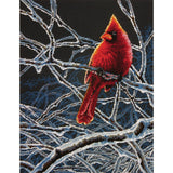 Dimensions Winter Cardinal Counted Cross Stitch Kit, 14 Count Black Aida, 11 x 14