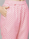 Anni Designer Women'S Cotton Blend Straight Printed Kurta With Pant & Dupatta (Mei Pink-Nw_S_Pink_Small),Pink,S,,,