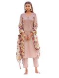 Womanista Women's Mauve Ethnic Yoke Design Regularpure Cotton Kurta Pant With Dupatta (Kurtaset_1134_L)