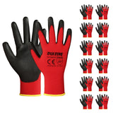 Safety Work Gloves PU Coated-12 Pairs,Red Seamless Knit Glove with Polyurethane Coated Smooth Grip on Palm & Fingers, for Men an