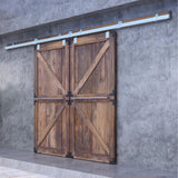 DIYHD 16FT Raw Material Exterior Box Track Double Sliding Barn Door Hardware,Heavy Duty Wall Mount Box Track Kit for Outdoor Use