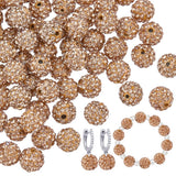 PH PandaHall 100pcs 10mm Brown Rhinestone Beads Brown Clay Beads Polymer Crystal Bead Clay Pave Disco Ball Round Diamond Sparkle