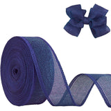 JaoZuyard Navy Blue Burlap Ribbon 1-1/2 inch X 20 Yard Natural Linen Woven Ribbon DIY Handmade Wired Edging Production Wreath Ho