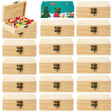 Tuanse 12 Pcs Unfinished Wooden Box with Hinged Lid Wood Small Craft Unpainted Jewelry Keepsake Rectangle Treasure Gift Storage