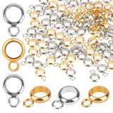 100 Pcs Bail Beads Bail Tube Beads Gold Silver Connector Stainless Steel Tube Charm Column Spacer Beads Hanger Dangle Connector