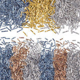PH PandaHall 2000pcs Twisted Bugle Beads, Metallic Bugle Beads 6/9/12mm Glass Long Tube Seed Bead Craft Beads Loose Spacer Beads
