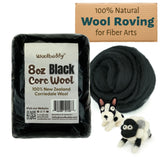 Woolbuddy Needle Felting Wool - 8oz Chunky Wool Roving in Black, Felting Wool for Needle Felting Kit, Wet & Dry Felting Projects
