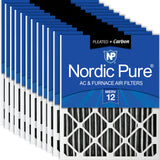 Nordic Pure 14x25x2 (13 1/2 x 24 1/2 x 1 3/4) Furnace Air Filters MERV 12 Pleated Plus Carbon 12 Pack