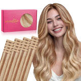 WENNALIFE Tape in Hair Extensions Human Hair, 20pcs 50g 16 inch Deep Chestnut Auburn Remy Hair Extensions for Women Tape Ins Str