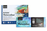 Brustro Professional Artists Watercolour 24 Half Pan Set With Cold Pressed Watercolour Pad - 100% Cotton, 300 Gsm, A4, 12 Sheets