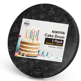 Kootek Cake Boards Drum 12 Inch Round, 1/2 Thick Decorating Supplies, Black Sturdy Corrugated Cardboard Base, Base para Pastel,