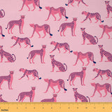 Pink Cheetah Fabric by The Yard Cartoon African Wildlife Decor Fabrics for Sewing Supplies Cute Jungle Leopard Girly Fabric for