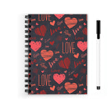 Plan To Gift Love Heart Texture Spiral Wiro Unruled Blank Pages Reuseable Notebook With Pen Diary Journal Drawing Book SizeA5(6