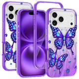 Rancase for iPhone 17 Pro Max Case with Screen Protector, Clear Butterfly Design, Removable Frosted Glitter Card, Hard PC&TPU Bu