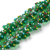 Bestewelry 20Pcs Green Christmas Tree Lampwork Glass Beads Bumpy Glass Loose Spacer Bumpy Beads for DIY Earring Bracelet Necklac