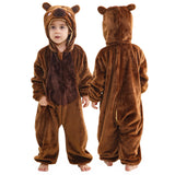 MICHLEY Unisex Baby Halloween Romper Dress up Flannel Soft Animal Cosplay Costume Outfit For Girls Boys 3-4T,Brown