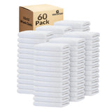 GOLD TEXTILES 60 Pack Economy White Washcloths Set (12x12 inches) - Cotton Blend Commercial Grade Cleaning Rags, Quick Drying &