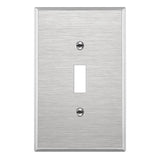 ENERLITES Toggle Light Switch Metal Wall Plate, Mid Size 1-Gang, Silver