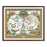 Velura Sydl Stamped Cross Stitch Kits Patterns Embroidery Kit Old World Map, 14 Counted 51X42Cm|1 Set Of Cross Stitch Kit (Wit