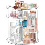 Adoco 360° Rotating Makeup Organizer Countertop,Adjustable Skincare Vanity Organizers Cosmetic Case,Large Capacity Perfume Organizer Makeup Organizers and Storage for Vanity,Bathroom (Clear)
