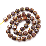 Malahill Wholesale Natural Faceted Stone Beads for Jewelry Making Sold per Bag 5 Strands Inside Cube Bronzite 8mm