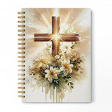 WDXIA Rustic Floral Cross Christian Spiral Notebook, Christian Gifts for Women Faith, Church Notes Journal, Religious Prayer Har