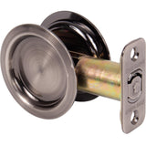 Stone Harbor Hardware Round Pocket Door Lock, Passage Function, 2-3/8 Backset, Antique Nickel