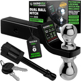 Rhino USA Dual Ball Hitch (Fits 2-Inch Receiver) - Heavy Duty Reversible Tow Hitch for 2 Inch and 2 5/16 Trailers (10,000 LBS GT