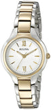 Bulova Ladies Classic Dress 3Hand Quartz Stainless Steel Watch, Two Tone Gold, 28mm Style: 98L217