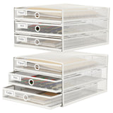 Zhanmai 2 Pcs Desk Organizer with Drawer Total 6 Tiers, Wire Mesh Organizers Tray Multifunctional Paper Sorter File Stand for Ho