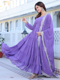 Wedani Georgette Sequins Work Anarkali Kurta Set For Women Lavender,LAVENDER,M,Georgette,Anarkali,