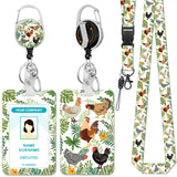 Hancynir Funny Chicken Lanyards for Id Badges, Cute Badge Holder with Retractable Reel Clip, Work Name Tag Keychain Lanyard with