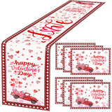 7 Pack Valentines Decoration Sets Valentines Day Table Runner and Placemats Heart Rose Truck Table Covers Love Tablecloth Settin