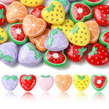 DanLingJewelry 50Pcs Random Lovely Fruit Acrylic Beads Heart Shaped Strawberry Lemon Watermelon Peach Grape Beads for Jewelry Ma