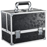 FRENESSA Makeup Train Case Makeup Box 11.8 Inch Large Makeup Case Organizer 3 Trays with Mirror Locking Cosmetic Storage Box for