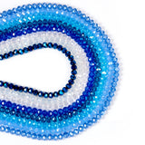 Elecrelive 8 Strands Blue Rondelle Beads Ocean Theme 8mm Faceted Glass Beads Crystal Briolette Spacer Beads for Bracelet Necklac