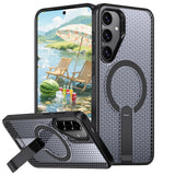 Ephoou for Samsung Galaxy S25 FE Case Magnetic Heat Dissipation with Kickstand - Mesh Ultra-Breathable Hollow Double Honeycomb D