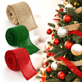 RAINFLOW Christmas Burlap Ribbon for Gift Wrapping - 3 Rolls Natural Burlap Fabric Thick Jute Wired Ribbon for Crafts Flower Bou