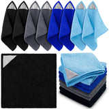 Magnetic Microfiber Cleaning Cloth, Blue, Grey, Black, 10 x 10 Inch, 8 Pcs