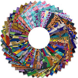 50 Pcs 25 x 25 cm/9.8 x 9.8 inches Polyester African Fabric Square No Repeat Patchwork Printed Craft Bundle Patchwork for DIY Se