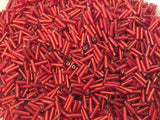 Czech Bugle Beads 40 gr / 1.4 oz Glass Tube Size #3 7mm (Red Silver Lined)