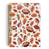 QLMX Football Spiral Notebook, Fall Footballs Leves Journal Notebook, Football Lovers Gift Notebooks for School Work, Fall Footb