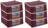 Amazon Brand Solimo NonWoven Saree Bag | Transparent Window | Quality Stitching | Durable Zipper (Pack Of 6)