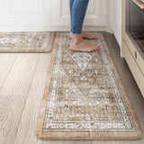 Collive Boho Kitchen Mats for Floor 2 Piece, Cushioned Anti Fatigue Mat Comfort Soft Standing Desk Carpet, Non Skid Wforaterproo